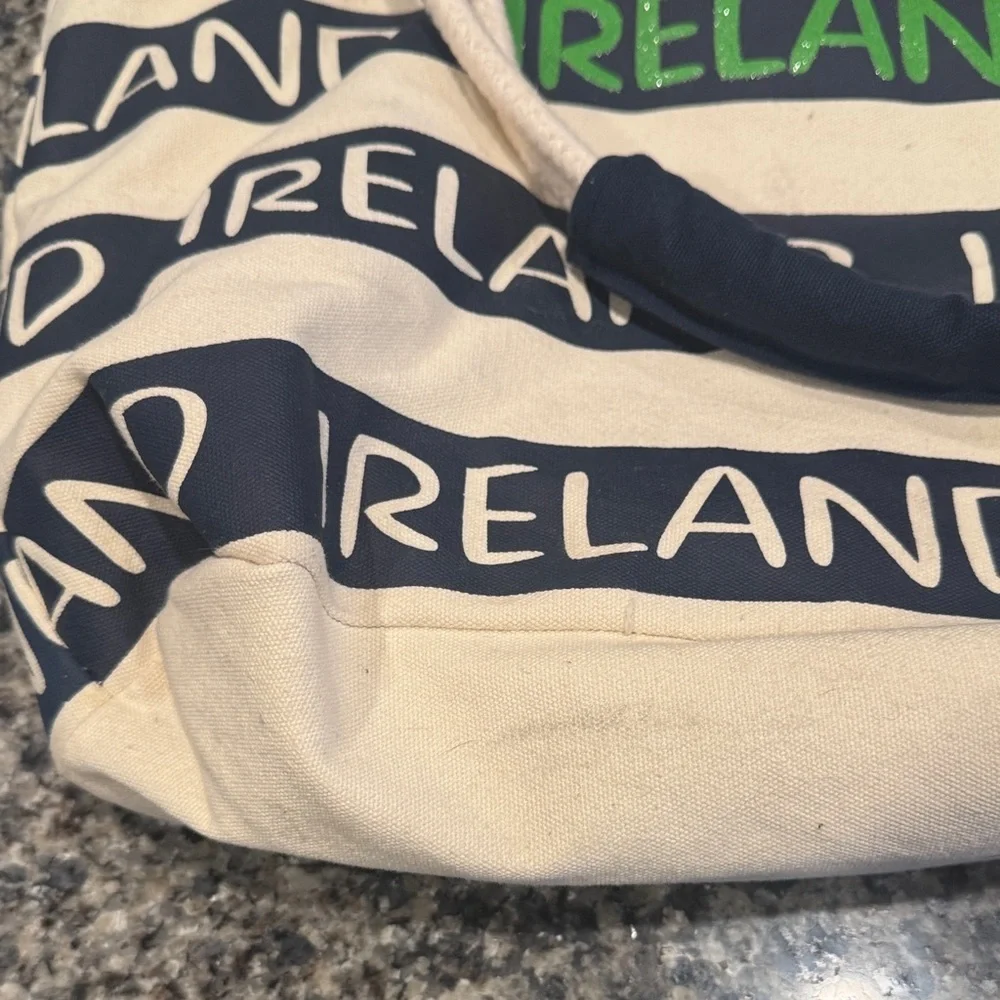 Ireland Canvas Tote Bag - Cream and Navy
